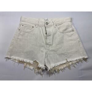 Moussy Vintage Women's White Beige Button Fly Cut Off Denim Shorts - 28 (30x3.5)
